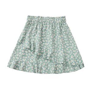 Women's Ditsy Floral High Waist Ruffle Hem Mini A Line Flared Skirt